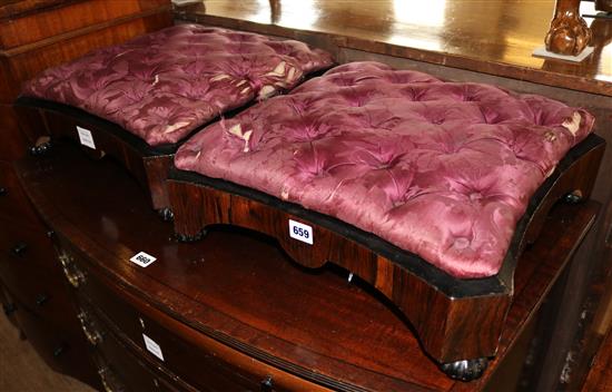 Pair Victorian rosewood footstools